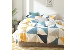 GETIYA Luksusowa pościel 220 x 240 bawełna damska męska geometryczna pościel kontrastowy kolor pościel wzór trójkąt poszewka na kołdrę wzór karo geometryczna dwustronna pościel niewidoczny zamek błyskawiczny