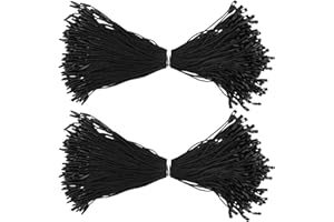 BHOULANDI 1000Pcs Clothing Hang Tag String, 7.7inch Tag Rope with Snap Lock, Price Tag Fasteners for Attaching Labels Clothes Jewelry Luggage Accessories Black 3mm Round Head, 19.5CM (Black)