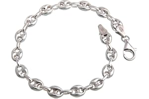 SILBERKETTEN-STORE Bransoletka z ziarnami kawy, srebrna bransoletka, szerokość 6,5 mm, srebro próby 925, długość do wyboru 16 cm-25 cm