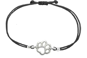 Selfmade Jewelry Armband Damen Silber Pfote Größenverstellbares Makramee-Armkettchen mit Tatze Handgemacht Inkl. Geschenk-Verpackung