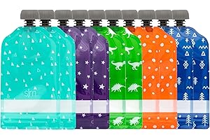 Simple Modern Joey Collection woreczki na żywność dla niemowląt, wielokrotnego użytku, 10 sztuk plastikowych woreczków do wielokrotnego napełniania bez BPA, 148 ml, asortyment 1
