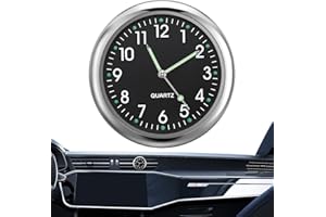 YAOSHENGUP Car Clock, Mini Analog Stick-On Clock, Luminous Night Light, Metal, Black, 4*4cm, Car/Home/Office