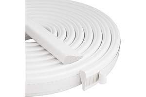 Esufeir 118”/3m Cuña Espuma Burlete Puerta Entrada Exterior,Aislante Termico Ventanas Corredera Auto Adhesivo,Aislamiento Acustico Puerta Tira Sellado Insonorizar Junta Ventana Aluminio, Blanco