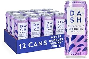 DASH Water Cassis – 12x Eaux pétillantes aromatisées au cassis. SANS Sucre, SANS Édulcorant, SANS calories – Infusées avec des Fruits rejetés (12x330ml)
