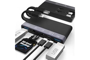 JOOPSHEE SD-Kartenleser für die Kamera von iPhone und iPad, 6-in-1-Speicherkartenleser mit Mehreren Anschlüssen aus Aluminium mit SD/TF-Karte, faltbares Datenkabel, Keine Anwendung erforderlich, Plug-and-Play