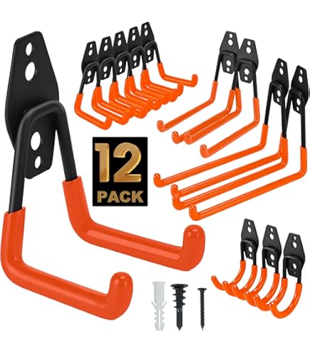 Bomclap Garagehouder, 130 cm, metalen wandhaken, 12 haken, gereedschapshouder, wandgereedschapshouder voor garage, kelder, werkplaats, bezem, hark, gereedschap, organizer, zwart