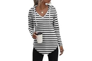 Cuptacc Sudaderas Mujer con Capucha 2024 Moda Ropa Deportiva Cuello V Camisetas Manga Larga Otoño Casual Sudadera Chic