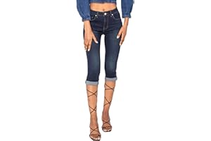 Nina Carter P132 Capri Skinny Fit Jeans a vita alta, effetto lavanderia