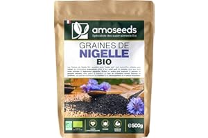 AMOSEEDS Graines de Nigelle Bio 500G | Cumin Noir | Qualité Supérieure | Nutrition, Digestion, Cuisine
