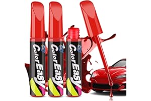 Penriter 3 Piezas Reparador Arañazos Coche Rojo, 36ml Pluma de Retoque del Coche, Quita Arañazos Coche, Bolígrafo de Pintura para Coche, Pluma de Retoque del Coche, Rotulador De Reparación De Arañazos