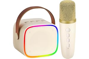 BONAOK Mikrofon Karaoke Maschine, Bluetooth Karaokemaschinen für Kinder Erwachsene, Tragbarer Karaoke-Player Mikrofon zum Aufladen, Kinder Elektronisches Spielzeug (Beige)