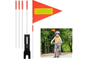 PEOVLVN 1 sztuka odblaskowa flaga rowerowa, mała odblaskowa flaga bezpieczeństwa dla dzieci, z 5 drążkami, chorągiewka rowerowa dla dzieci, do jazdy konnej dla dorosłych/dzieci, 1 sztuka