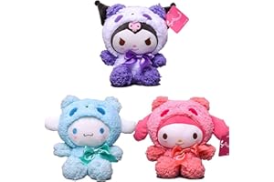 ONEMAJI Cute Kuromi Plush Cartoon My Melody Plush Cinnamoroll Plush Pillow, Soft Sanrio Plush Cushion for Birthday Party Gifts (3PC)