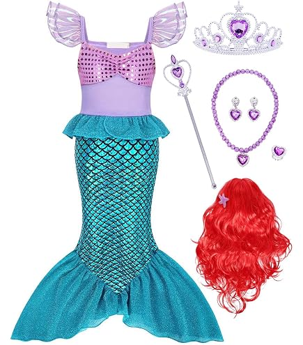 Rubie's Official Deluxe Mermaid Princess Costume For Girls - Blue Dress With Cape | Licensed & Safe | Size Large - View #4