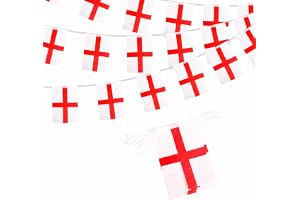 England Flag Bunting 10m 30 Flags of English Party Decorations, St. George's Bunting Banner Decorations for World Cup Footbal