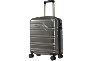 Rocklands London Lightweight 4 Wheel Hard Shell PC Luggage Suitcase Ryanair Cabin Travel Bag 55x40x20 cm - PC30 (Grey)
