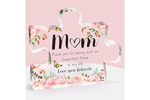 BUIOATA Christmas Gifts for Mum - Birthday Gifts for Mum Acrylic Block Puzzle, Touching Sayings Engraved Mum Birthday Gifts, Mum Christmas Gifts from Daughter Plaque, 3.3 * 3.9 * 0.6 inches.