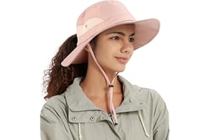 Hat Hut Chapeau de soleil imperméable doublé de satin pour femme, protection UV, queue de cheval, chapeau de plage à large bord pour la randonnée, la pêche