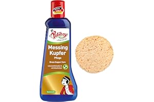‎POLIBOY ... PFLEGT WIE NEU POLIBOY Messing Kupfer Pflege - Glanzpolitur gegen Anlaufstellen - Messingputzmittel mit Carnaubawachs - 1x 200 ml - Mit Schwamm - Made in Germany