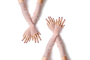 MUYDZ 2 Pair Women's Long Arm Sleeves with Lace Mesh Tulle, Cooling and Warming Dual Purpose Sun Sleeves for Women, Girls