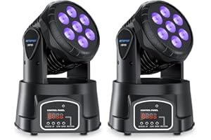 BETOPPER Stage Lights Mini Moving Heads 7x8W LED 9/14CH Disco DJ Lights' Dance Lighting LED RGBW DMX512 Sound Activated High Energy Light for Party Wedding Club Bars Show (2, 2S)