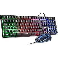 Rii Gaming RK108 (Layout Italiano) - Set Tastiera RK100+ e Mouse da Gioco, retroilluminati a LED, sensibilità Regolabile Fino