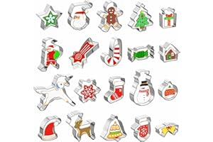 Gwhole Lot de 20 Emporte Pièces Noël en Acier Inoxydable Moule à Biscuits Cookies Sablés Patisserie Decoupoir en Forme Père Noël, Licorne, Flocon de Neige, Arbre de Noël