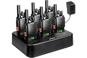 Retevis H777H Walkie Talkie, Radio Bidirezionale con Caricabatterie a Sei Vie, Display Nascosto, Durata della Batteria 19H, VOX, Ricetrasmittenti per Scuola, Supermercato, Ristorante (Nero, 6 Pezzi)