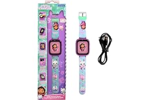 Lexibook, Gabby's Dollhouse, Selfie-Kamera-Uhr, HD-Touchscreen, 720p-Kamera, MP3-Player, integrierter Lautsprecher, Diktiergerät, Schrittzähler, 5 Spiele, Rosa/blau, DMW070GDH