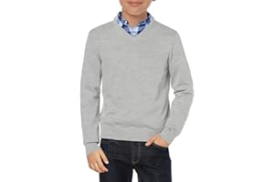 Haloumoning Jungen Pullover V-Ausschnitt Uniform Kinder Langarm Strickpullover Einfarbig Basic Casual Leichte Gestrickte Oberteile