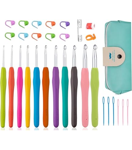 Kit di Uncinetti con Manico in Resina ABS Nera Set di Ganci in