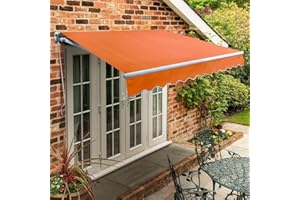 Primrose 2.5m x 2.0m Manual Awning Standard Cassette DIY Patio Awning Gazebo Canopy (8ft 2") Complete with Fittings and Winder Handle (Terracotta)