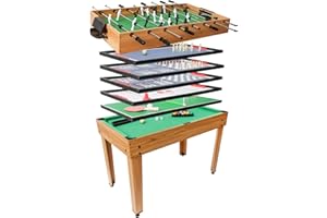 DE VES SPORT DEVESSPORT Multijuegos 7 en 1 Madera con Accesorios Incluidos | Mesa de Juegos con Futbolín, Billar, Ping Pong, Air Hockey y Más | Diseño Robusto y Elegante para Niños +8 Años