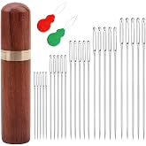 Eupneicu Large Eye Needles [27 Pieces], Stainless Steel Blunt Eye Needles, Hand Sewing Needles, 5 Sizes for Knitting Wool Han