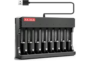 ORIDOLLY Cargador de Pilas Recargables, Cargador Pilas para 1.2V AA/AAA NI-MH/NI-CD, 8 Ranuras Independientes, Protección de Seguridad Múltiple (Solo para Baterías 1.2V AA/AAA NI-MH/NI-CD)