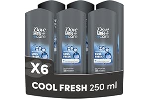 Dove, Doccia Dove Men+Care Cool Fresh, Docciaschiuma Uomo 3 in 1 Idratante Corpo, Viso e Capelli, con Tecnologia MicroMoisture, Dona 24 Ore di Idratazione, 6 Pezzi da 250 ml