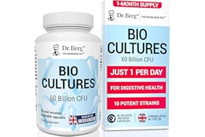 DR. BERG NUTRITIONALS Dr. Berg Bio Cultures Complex Probiotics with Prebiotics | 60 Billion CFU | Prebiotic and Probiotic Supplements with Lactobacillus and Bifidobacterium Strains