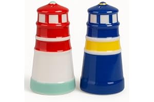 MIJOMA Set saliera e pepe – Elegante design in porcellana, per alimenti, facile da riempire, diversi disegni divertenti e carini a scelta (fari, 2 pezzi)