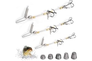 Zimoer Lot de 3 Hameçons Triple pour Leurres Souples, Hameçon Stinger Rig Hameçons de Pêche Triples Shallow Rig Taille S M L avec Poids de 5 g, 7 g, 10 g, 15 g, 20 g, Ensemble de Matériel de Pêche