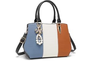 Miss Lulu Bolso de Mano de Mujer Shopper de Hombro Bandolera Fiesta Multicolor Elegante Cuero Sintético, Azul