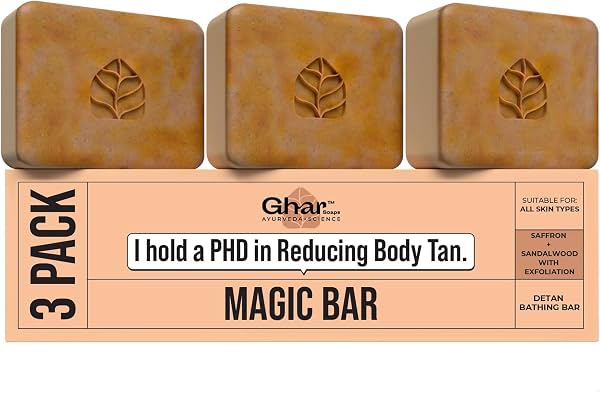 Ghar Soaps Sandalwood & Saffron Bath Bar, 300g (Pack of 3) — Paraben-Free, Handmade Skin Brightening Soap for Men & Women