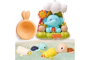 TUMAMA KIDS TUMAMA Zabawki do kąpieli dla niemowląt od 1 2 3 lat, słoń, żółw, kaczka, zabawki do kąpieli dla dzieci, zabawki wody dla maluchów, prezenty urodzinowe dla chłopców i dziewczynek