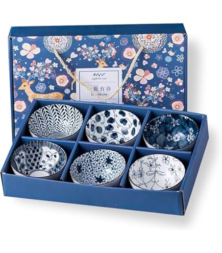 Keramische Vowl Set Chinese Stijl Ramen Kommen Keramische Noedelkommen Blauw En Wit Porselein Soepkom Pho Udon Kommen Voor Thuis Keuken Gebruik Keramische Kom Met Deksels Voor Voedsel (Maat : 20X20CM