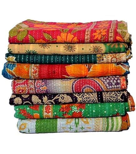 Tapis Mural/patchwork Indien Vintage 87x53 Cm - Tenture Ou Couverture, Multicolore