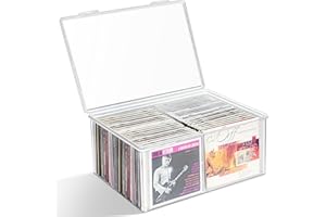 TUTATA CD Storage Box, Stackable Clear Plastic CD Organizer
