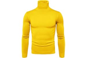QIFLY Men's Crew Neck Sweater Men's Turtleneck Roll Neck Polo Necks Slim Fit Pullover Sweaters Warm Top Cotton Long Sleeved Slim Fit Jumper Sweatshirt