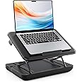 SAIJI Laptop Lap Desk -One Second Adjustment Laptop Stand, Height and Angle Adjustble, Phone Holder, Sturdy Stable Work Surface for Bed Sofa Couch Max to 17 Inch Laptops（Black）