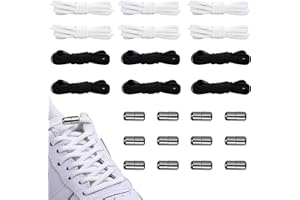 AOKITO 6 par elastycznych, bezpętelkowych sznurowadeł z metalową kapsułką, bez wiązania, regulowane, uniwersalne opaski na buty, do sneakersów, butów sportowych, trampek, dla dzieci i dorosłych (6 mm x 100
