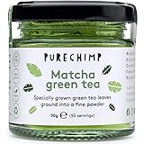 Matcha Green Tea Powder (Super Tea) 50g by PureChimp | Ceremonial Grade from Japan | Pesticide-Free | Recyclable Glass Jar & 