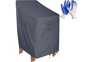 smartpeas Copertura Sedie Giardino Per Esterno Impermeabile -120/85 * 75 * 65Cm- Copertura Sedia Impilabili +Più: 1X Guanti Giardinaggio